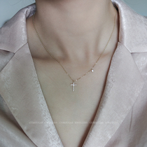 925 sterling silver diamond cross necklace simple temperament ins exquisite light luxury niche senior sense choker