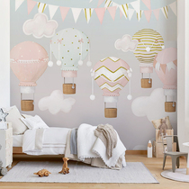 Custom mural cartoon children room wallpaper girl bedroom princess room wall cloth hipster hot air balloon children wallpaper