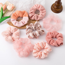 pink Dream pink bm Plaid bm Plaid Satin Pig Large Intestine Hairband Simple Girl Hair Rope Tie Hair Strings