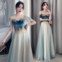 Annual party evening dress female 2021 new summer one-shoulder bridesmaid dress sister skirt thin banquet dress long