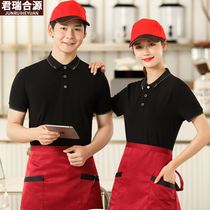 Hotel restaurant waiter work clothes short sleeve female dining milk tea hotel Hot Pot Shop Cafe T-shirt summer Men