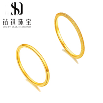 999 gold ring frosted glossy gold female ring ring tail ring three life Three Ring ring personality stack belt New
