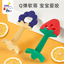 MDB baby teether molar stick Children strawberry boiled molar 0-6-12 months silicone fruit tooth bite glue