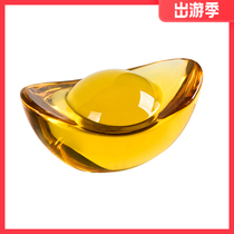 Special price yellow crystal ornaments big gold ingot crystal ingot Zhaocai ornaments opening gifts home decorations