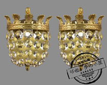 Antique Candlestick European vintage Italian Empire Crystal c1950 French gilded wall lamp living room bedside