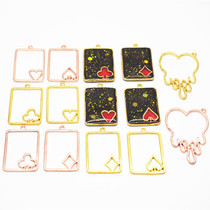 miss small morning diy crystal drop glue uv resin glue playing cards golden border red peach black peach melting heart