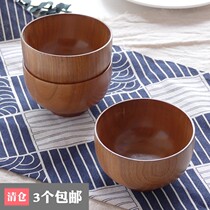 Clearance wooden bowl Japanese childrens rice bowl Anti-hot hand small wooden bowl Baby bowl Whole wood household bowl Wooden tableware Wooden
