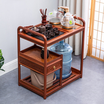 Huali solid wood Wujinshi mobile tea cabinet small tea table tea table kettle integrated home simple Chinese tea car