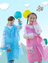 Qin Feiman childrens raincoat boys kindergarten baby primary school students female long full body waterproof raincoat with school bag