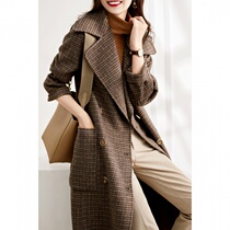 ROUJE POWER high-end double-sided cashmere coat 2021 autumn and winter new double-breasted temperament woolen coat
