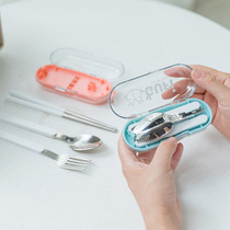 304 stainless steel travel folding Chopsticks portable mini retractable storage tableware spoon set Three-piece set