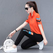 Sportswear Suit Women 2022 Summer New Exploits Running Suit Short Sleeve Blouses Casual Fat Mm Two Sets Tide