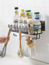 Iron non-perforated storage rack kitchen wall seasoning rack toilet wall storage rack fresh Bag Hanger