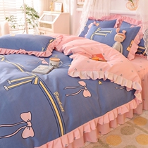 Bed sheet Four pieces of Korean Department Teenage Girl Cute Naked Sleeping Bed Supplies Princess Wind Student Dormitory Quilt Wind