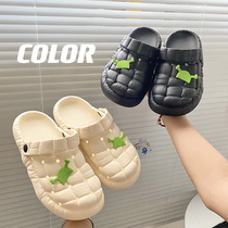 Hole Dongle Shoes Woman Summer Outer Penetrating Gas Beach Big Head Slippers Non-slip Heightening Thick Bottom Soft Underhead Nurse Sandals