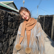 Japanese Special Cabinet handmade woolen cloth triangle scarf shawl dual use classic camel ball ball autumn and winter warm scarf