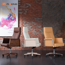 Foshan Rirong Fashion Cowhide Boss Chair Can Lie Large Chair Modern Office Chair Intelligent Computer Chair Factory Outlet