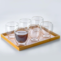 Double insulation anti-scalding glass Household transparent heat-resistant water cup Drinking cup Tea cup Family living room set