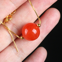 4 55 grams of temperament goddess Jiapin] sterling silver inlaid and translucent persimmon red agate bracelet