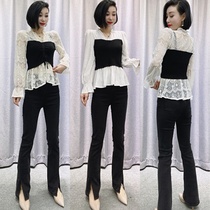 Jiang Meizhen clothing firm 2021 new shake sound hot sale (Yuji)stitching fake two-piece top