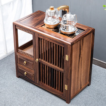 Walnut tea cabinet Tea cabinet Mobile tea table Household small tea table kettle integrated side cabinet New Chinese tea side cabinet