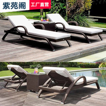 Outdoor Leisure Reclining Bed Beach Waterproof Sunscreen Villa Outdoor Pool Lying Bed Balcony Patio Terrace Terrace Casual Lounge