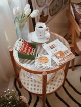 Solid wood coffee table Round a few sides A few B & B photography Middle-aged restaurant Designer creative household balcony rattan tea table