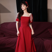 Toast dress bride small dress temperament is thin 2021 new red dress engagement back door can usually be worn in summer