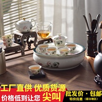 Jisen new new bone china glaze color set tea tray lid bowl pot Cup Cup with gift box company custom logo