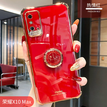 Huawei glory x10 mobile phone case electroplated airbag x10 lifting camera all-inclusive silicone protection glory x10max four-corner anti-drop soft shell 5G Tide brand net red high-end womens shell simple set
