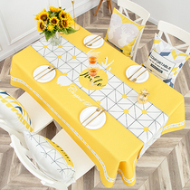 Fresh yellow tablecloth waterproof and dustproof cotton linen rectangular dining tablecloth can be customized square round table tablecloth