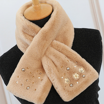 Mole Bubble Han Edition New Parenting Winter Small Flower Warm Cross Scarf Fur Suede Imitation Otto Rabbit Fur Scarf