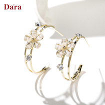 925 silver needle flower earrings female 2020 New Tide personality simple cold wind advanced sense Net red elegant