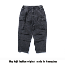 20aw Yu Wenle new vintage snowflake washed old casual pants nine-point trousers pants overalls mens Japanese