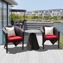 Balcony rattan chair tea table three-piece furniture creative leisure terrace table and chair tea table and chair outdoor table and chair courtyard open air