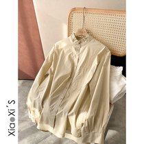 Xiaoxijia) fresh white shirt female Korean version 2021 loose casual Joker long sleeve shirt outside wear