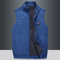 2021 Autumn New knitted vest men men fashion plus velvet warm sleeveless vest jacket