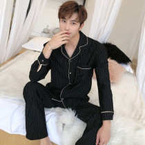 2021 New Little Red Book Recommended Romanie Striped Phnom Penh Black Simple Mens Pajamas Couple Home Clothes Set