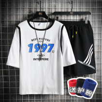 Youth jersey basketball men's short sleeve T-shirt set junior high school students fake two-piece suit a summer sportswear