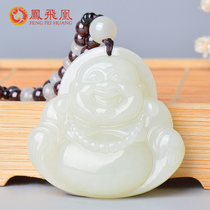 Fengfeihuang Hetian jade pendant female white jade Buddha male jade drop Jade Buddha female Jade natural jade sweater chain Jade brand