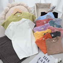 Childrens short sleeve T-shirt 2021 summer boys casual dress baby half sleeve T girl white round neck top cotton