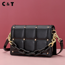 Leather Joker chain bag fashion head small square bag autumn and winter New Ladies small bag lattice shoulder shoulder bag CT