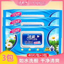 Clean soft and wet toilet paper family pack 40 pieces * 3 packs private parts cleaning and sterilization can flush the toilet portable sanitary wipes