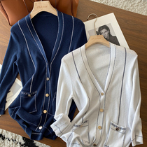 15% silk 85% cotton old beauty light luxury giant soft delicate stretch comfortable V neck sweater air conditioning cardigan