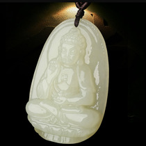 Hetian Jade Bento Buddha Pendant Mens and Womens Amitabha Pendant Pendant is a patron saint ornament worn by pigs and dogs
