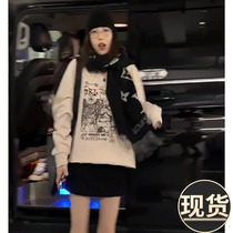 ader autumn new oversize lazy wind round neck sweater female chic loose wild long-sleeved niche top