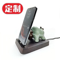 Customized logo solid wood practical high-end annual prize gift Apple iphon mobile phone magnetic charging base