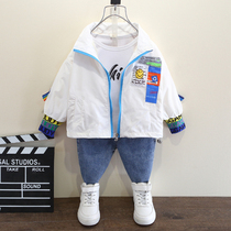 Boy jacket spring and autumn 2021 new foreign style boy fashion windbreaker tide small childrens spring baby Korean version of the top