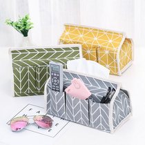 Pastoral style creative cotton linen art tissue box Student bedroom desktop storage multi-functional debris finishing box