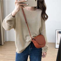 Korean sweet lazy wind sweater womens autumn new ice silk sweater Korean version of long-sleeved wild base shirt top